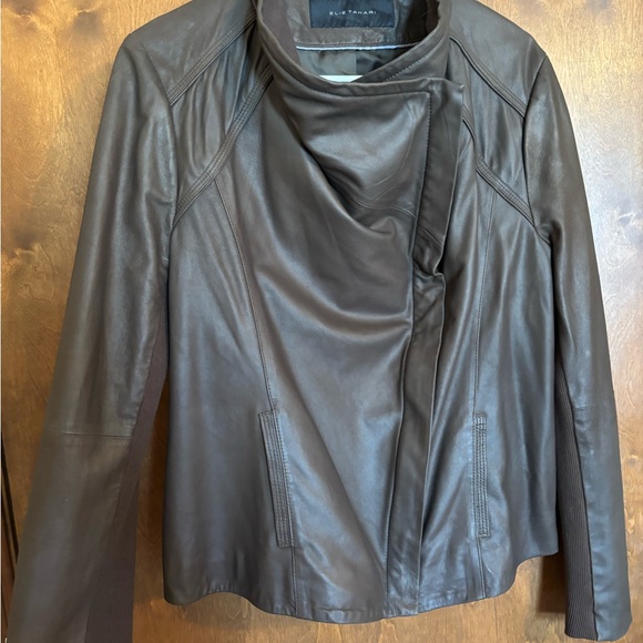 Brown Leather Jacket- Elie Tahari- medium/large - Picture 6 of 6